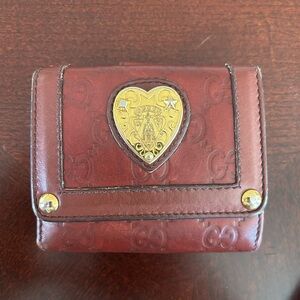 Gucci Brown Leather Wallet with Heart Emblem